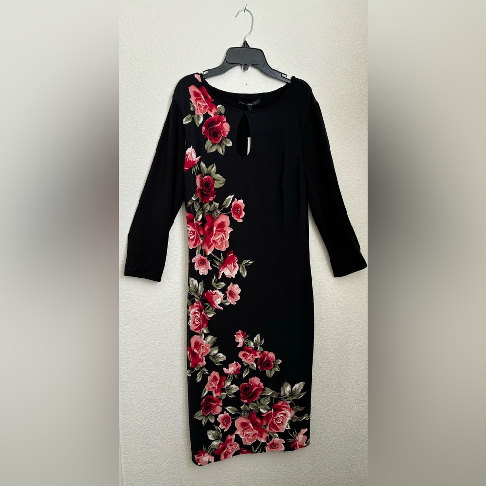 NEW 3/4 Reversible Dress Black/Bold Floral